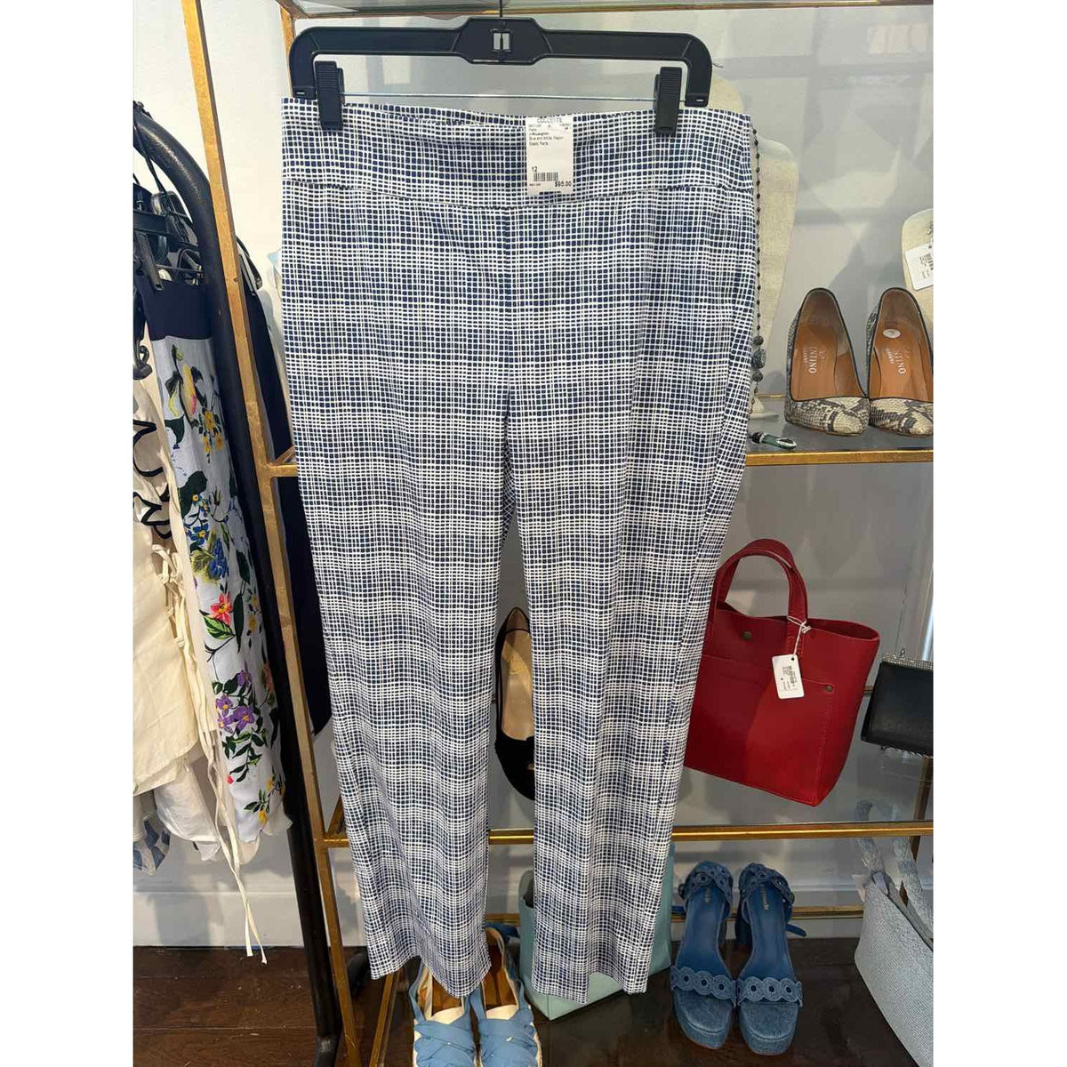 J.McLaughlin Size 12 Blue and White Pants
