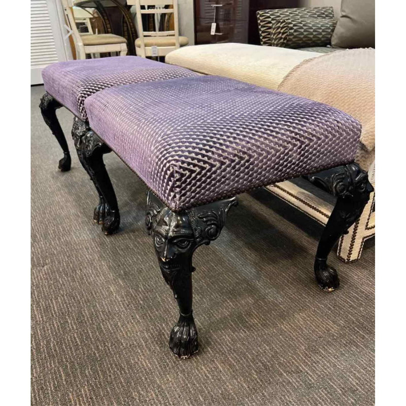 Ornate Leg Stool / Bench by Baker Furniture - Purple & Black