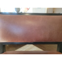 PAIR of Brown Leather & Dark Wood Chairs