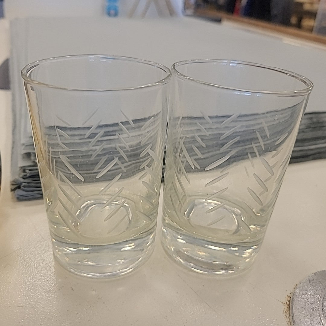 PAIR of Etched Glass Votive Holders
