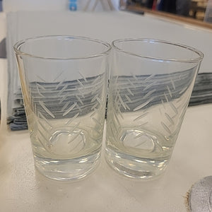 PAIR of Etched Glass Votive Holders