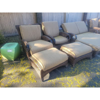 PAIR of Grand Manor Resin Wicker Chairs w/ Ottomans by Cast Classics (AS IS)