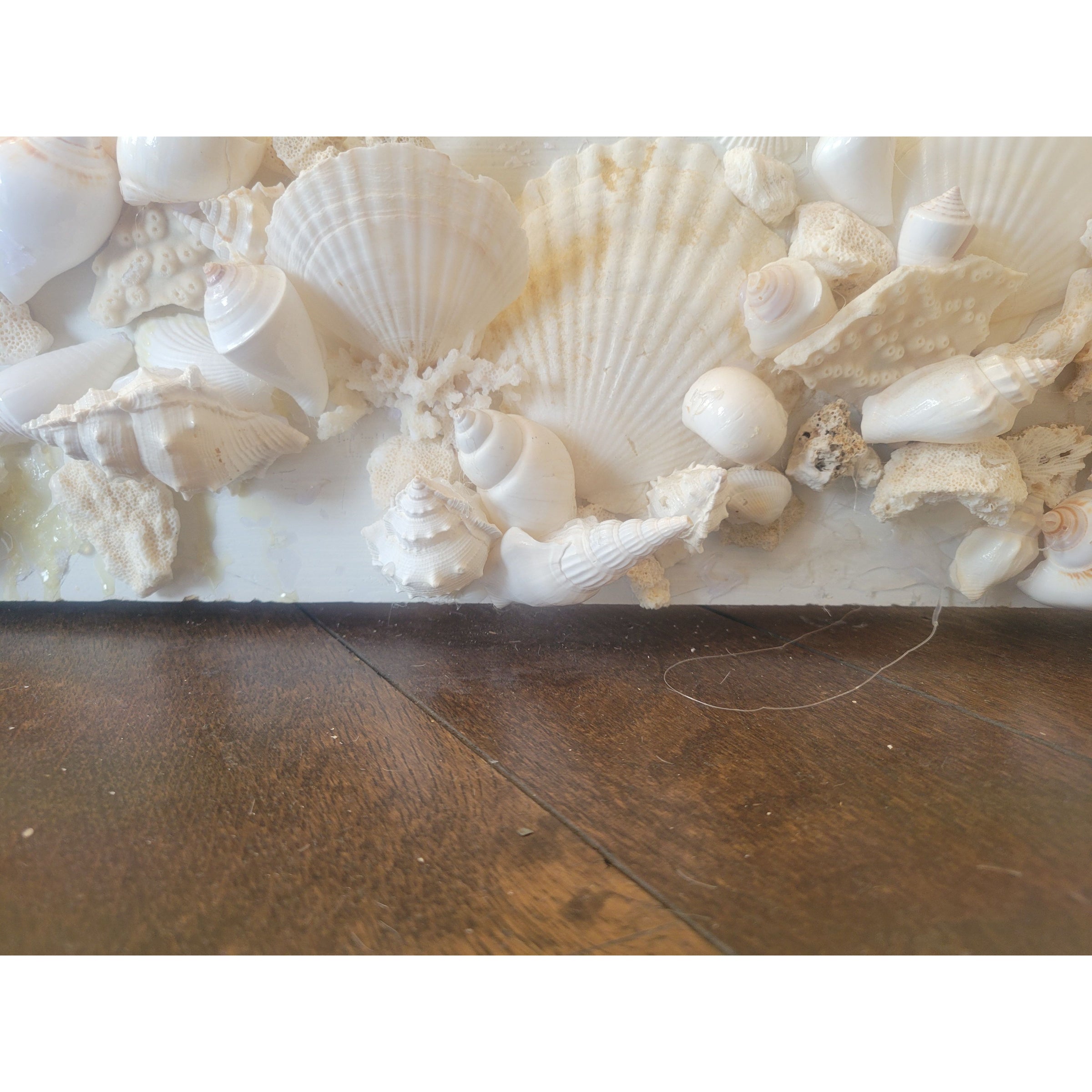 Custom 8-ft Arched Standing Mirror Lined w/ Bahamas Shells (AS IS) - colletteconsignment.com