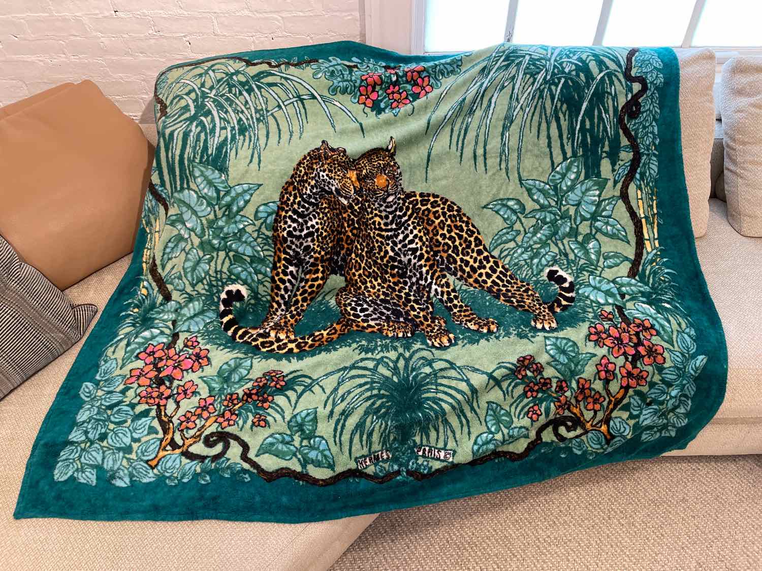 Vintage XL Leopard Beach Towel by Hermes