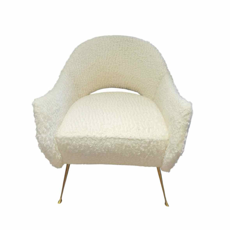 Briance Chair in Cream Chenille w/ Brass Legs by Bourgeois Boheme Atelier