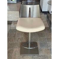 SET of 4 Gray Powder-Coated Steel Swivel Stools w/ Leather Seats - AS IS