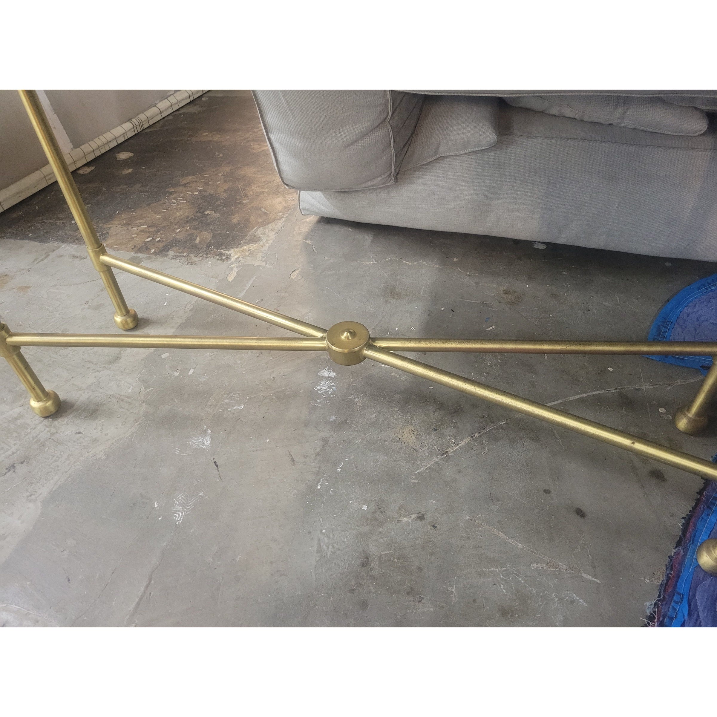 Custom KRB Brass Console Table w/ Green Lacquer Top by Lacquer Co. (AS IS)