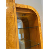 1970s 3-Pc Burlwood Bar Cabinet w/ Lighting & Glass Shelves - AS IS