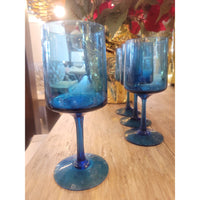 Set of 8 Blue Wine Glasses