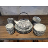 12-Pc Black & White Porcelain Tea Set