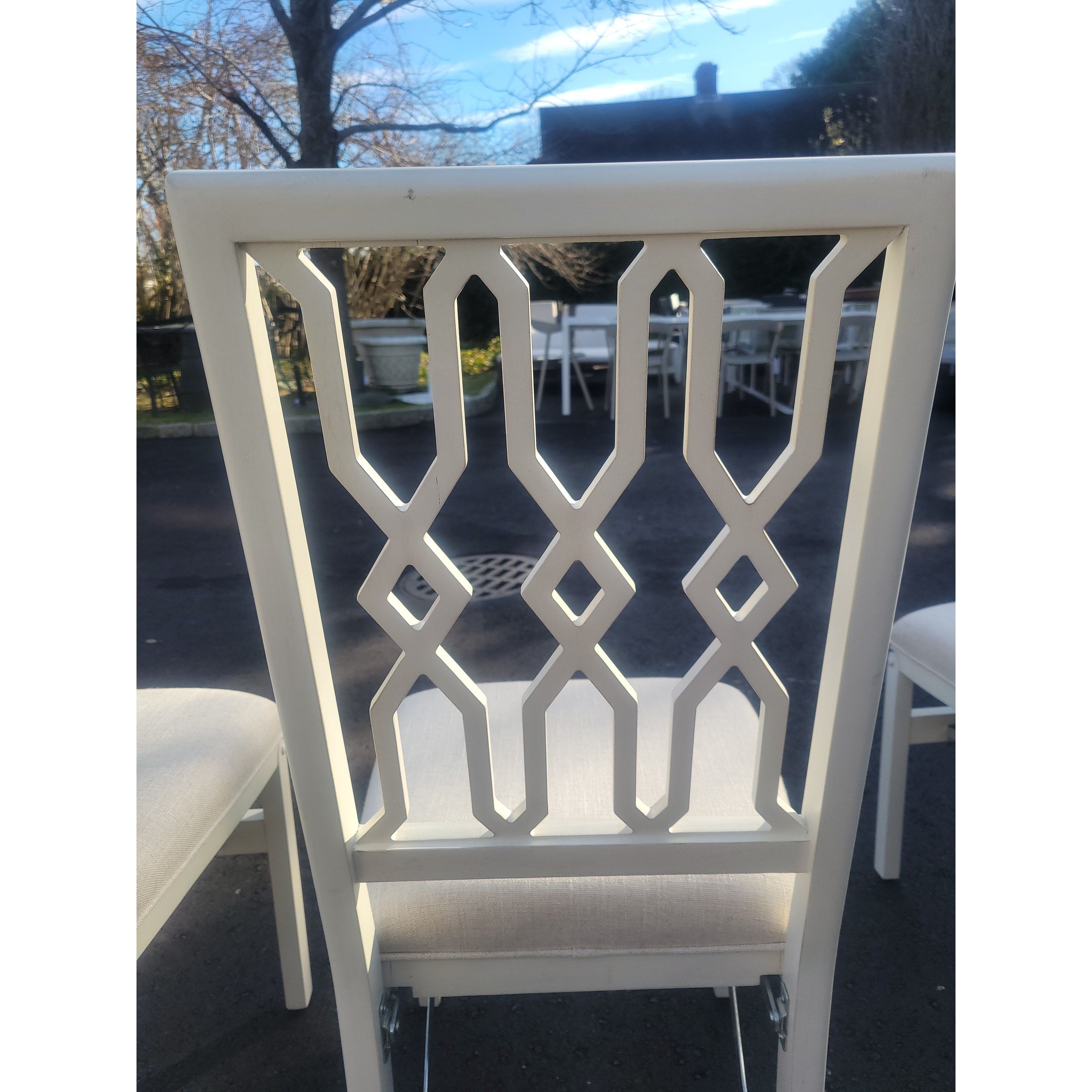 SET of 4 Blonde Wood Lattice Folding Chairs