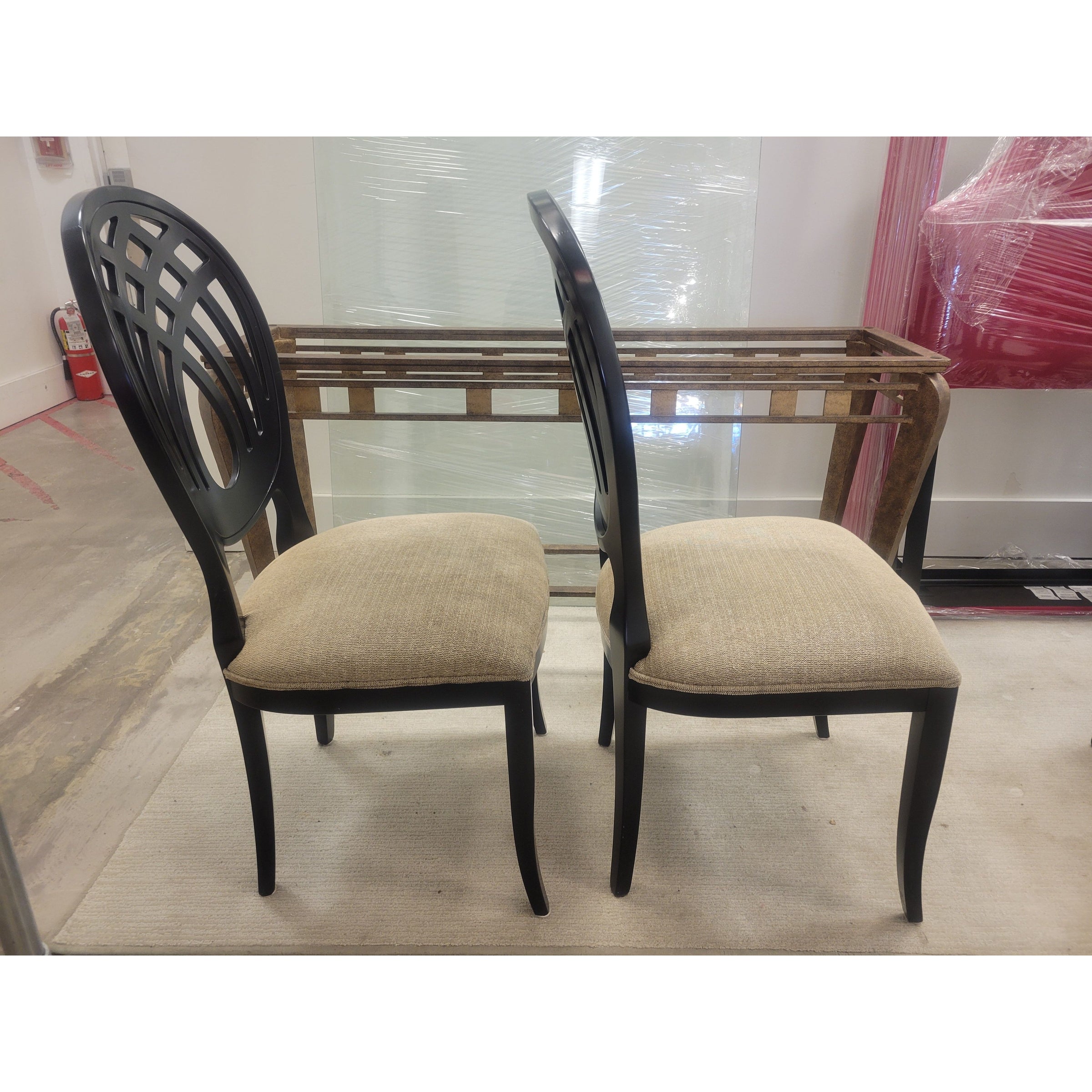 SET of 6 Italian Ebony Chairs w/ Fabric Seats by Costantini Pietro - colletteconsignment.com