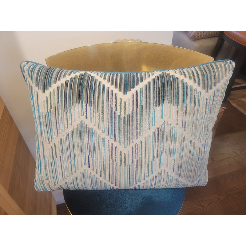 'Hilo Peaock' Cut Velvet Lumbar Pillow w/ Insert by Ryan Studio