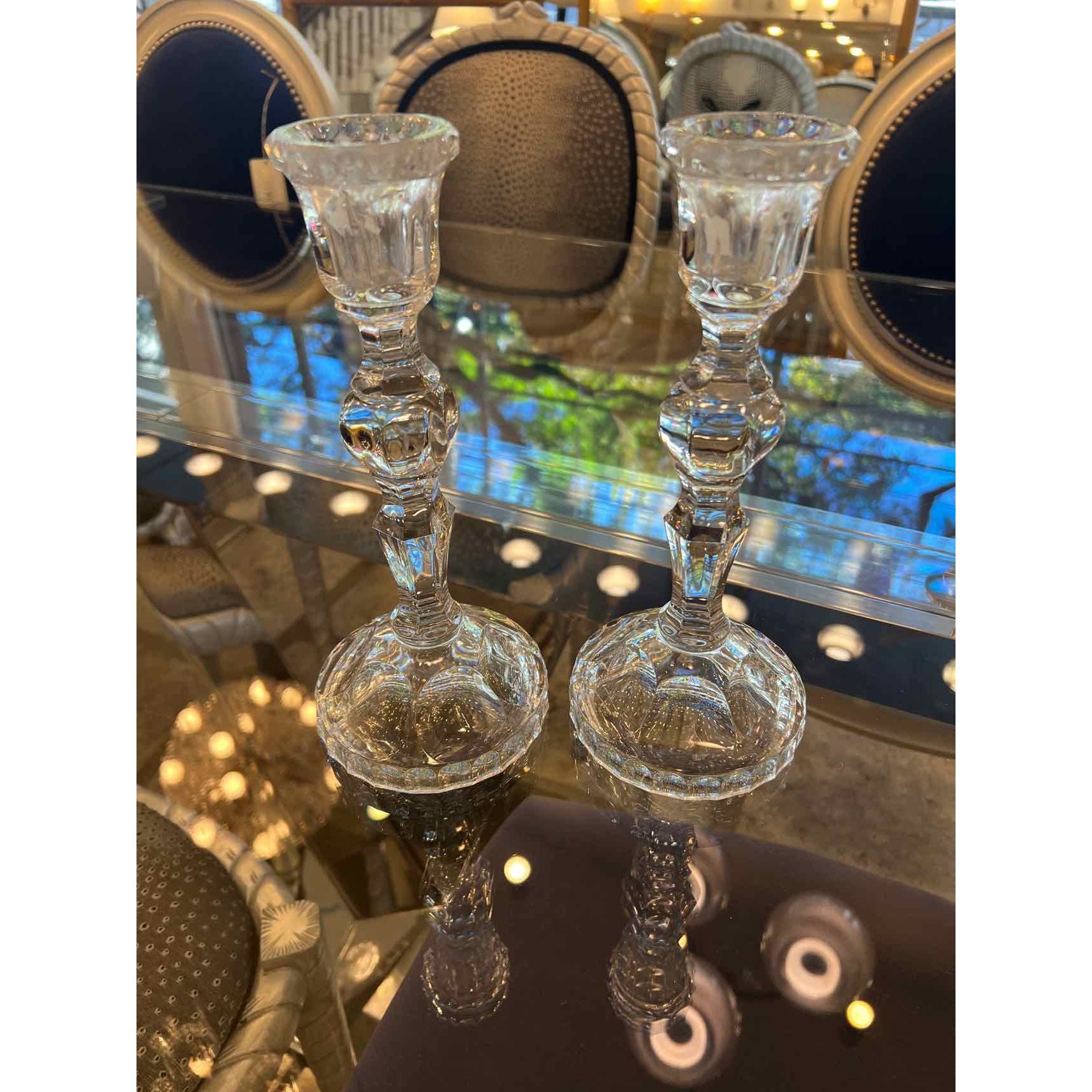 Pair of Crystal Candle Sticks