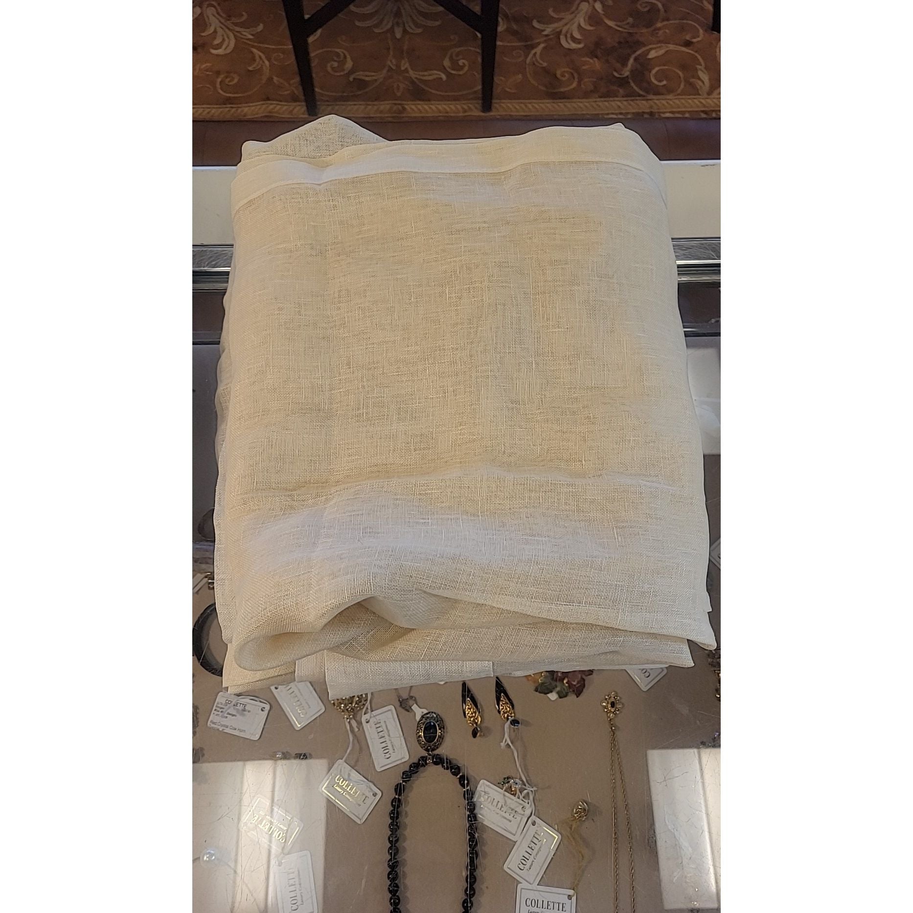 PAIR of 7-ft Beige Linen Drapes by RH - colletteconsignment.com