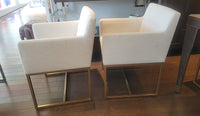 SET of 6 Emery Linen Track Arm Chairs on Brass Bases by RH (AS IS)