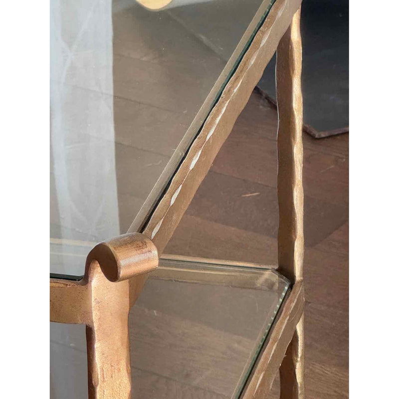 Mid-Century Two-Tier Glass & Brass Side Table