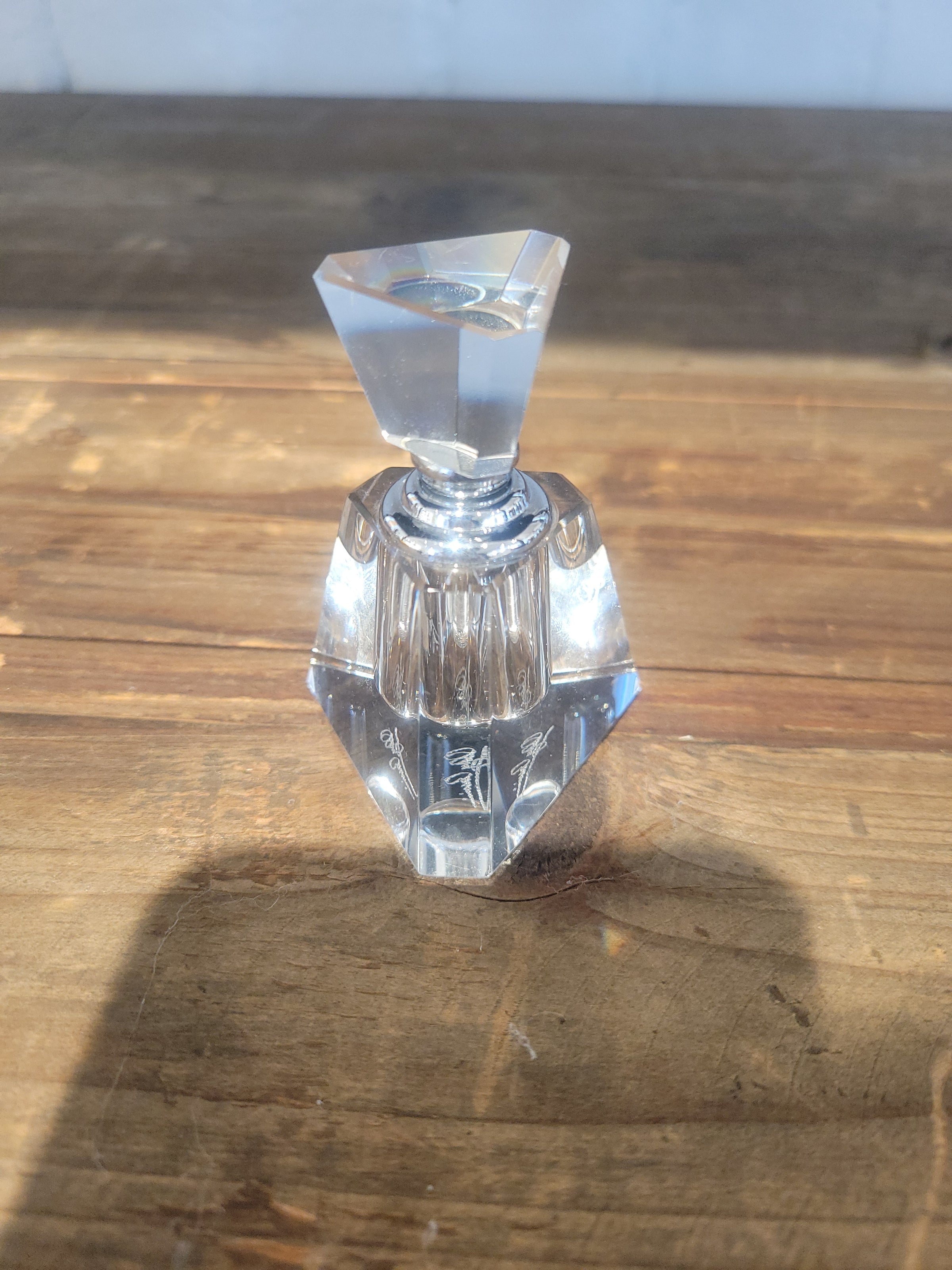 Oleg Cassini Crystal Pyramid Shaped Perfume Bottle