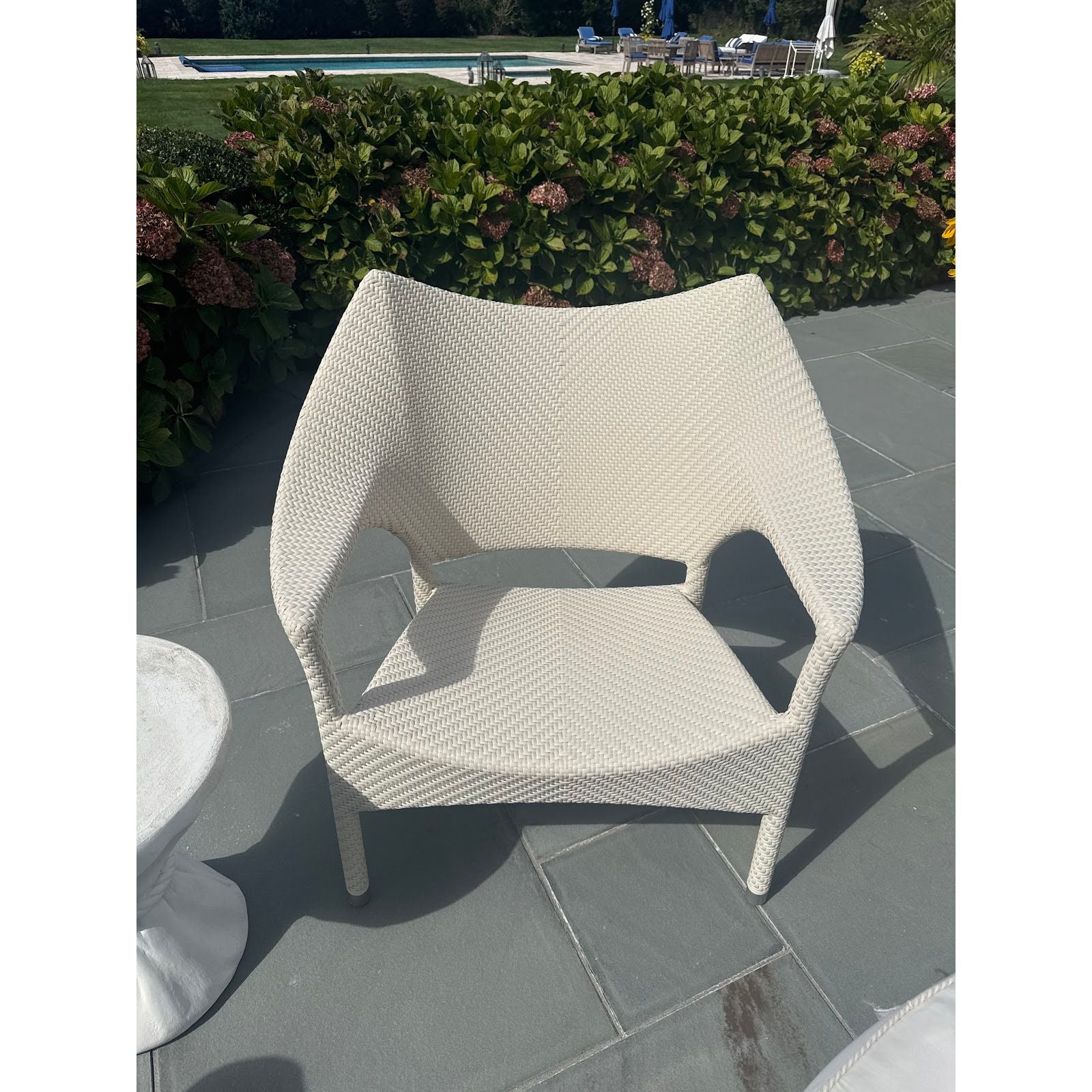 'Akuu' White Wicker Outdoor Arm Chair by Janus et Cie