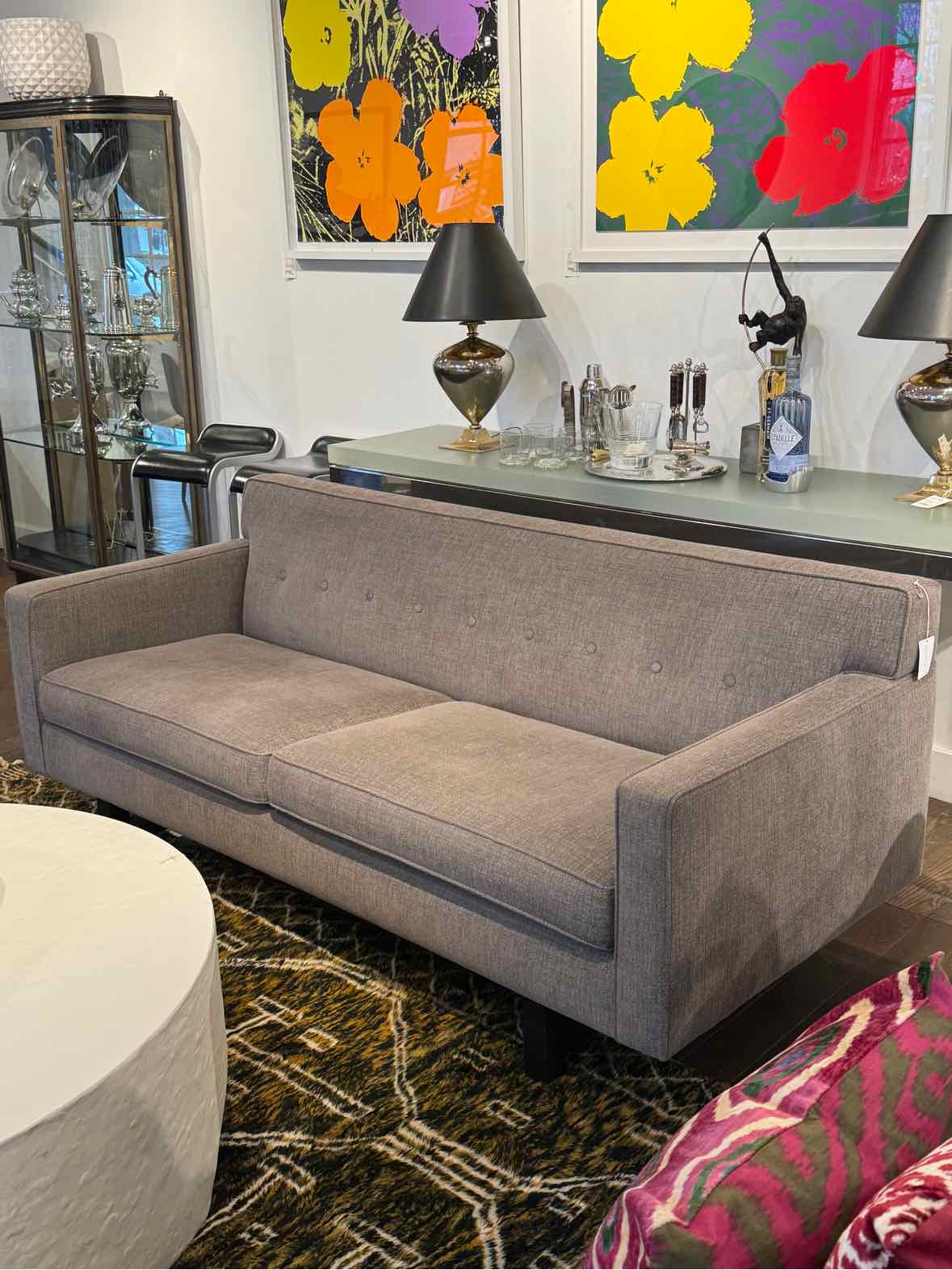 Andre Gray Linen Sofa w/ Wood Legs by Room & Board