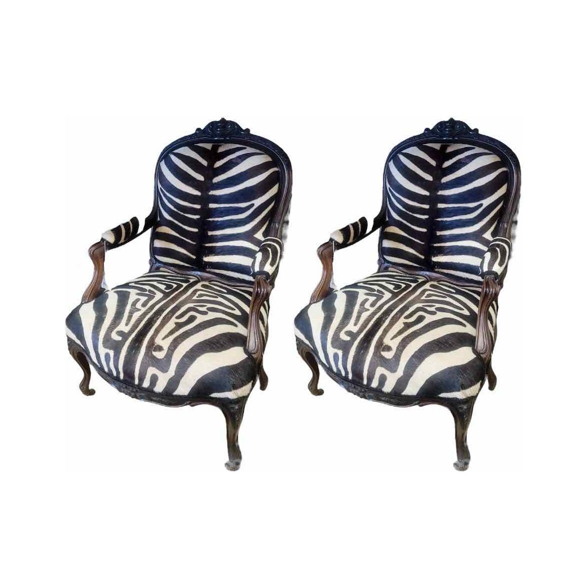 Pair of Zebra Upholstered Armchairs