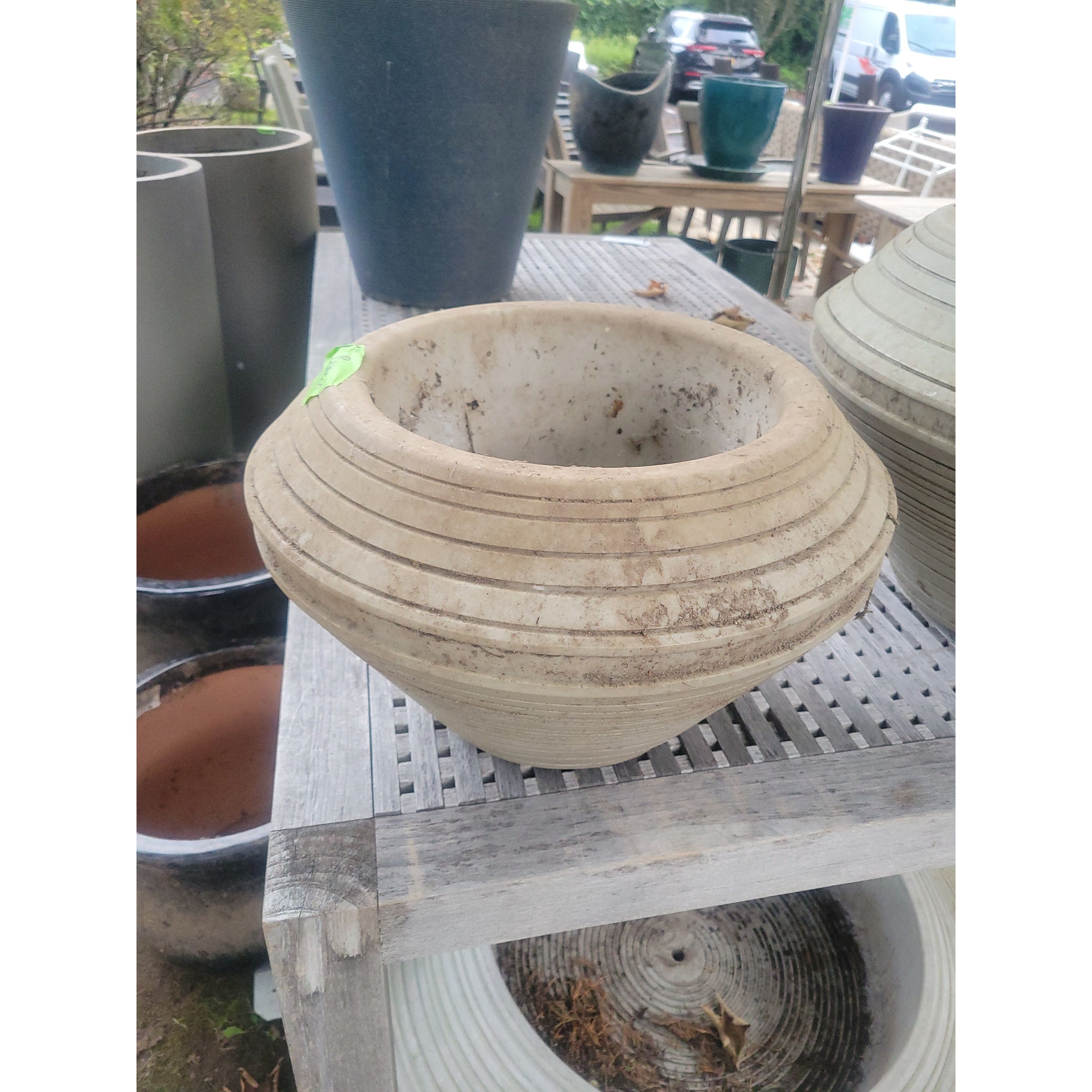 Crescent Small White Outdoor Planter