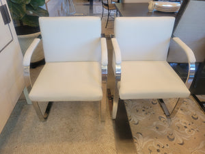 SET of 8 Leather & Chrome BRNO Dining Chairs by Ludwig Mies van der Rohe (AS IS)