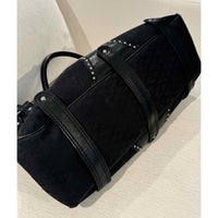 Valentino Black Tote w/Leather Trim & Cotton Fabric