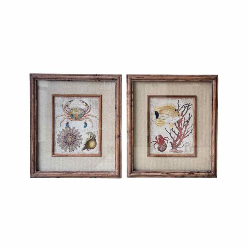PAIR of Undersea Life Prints in Wood Frames - colletteconsignment.com