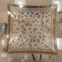 Georges Briard Floral Gold Glass Square Platter