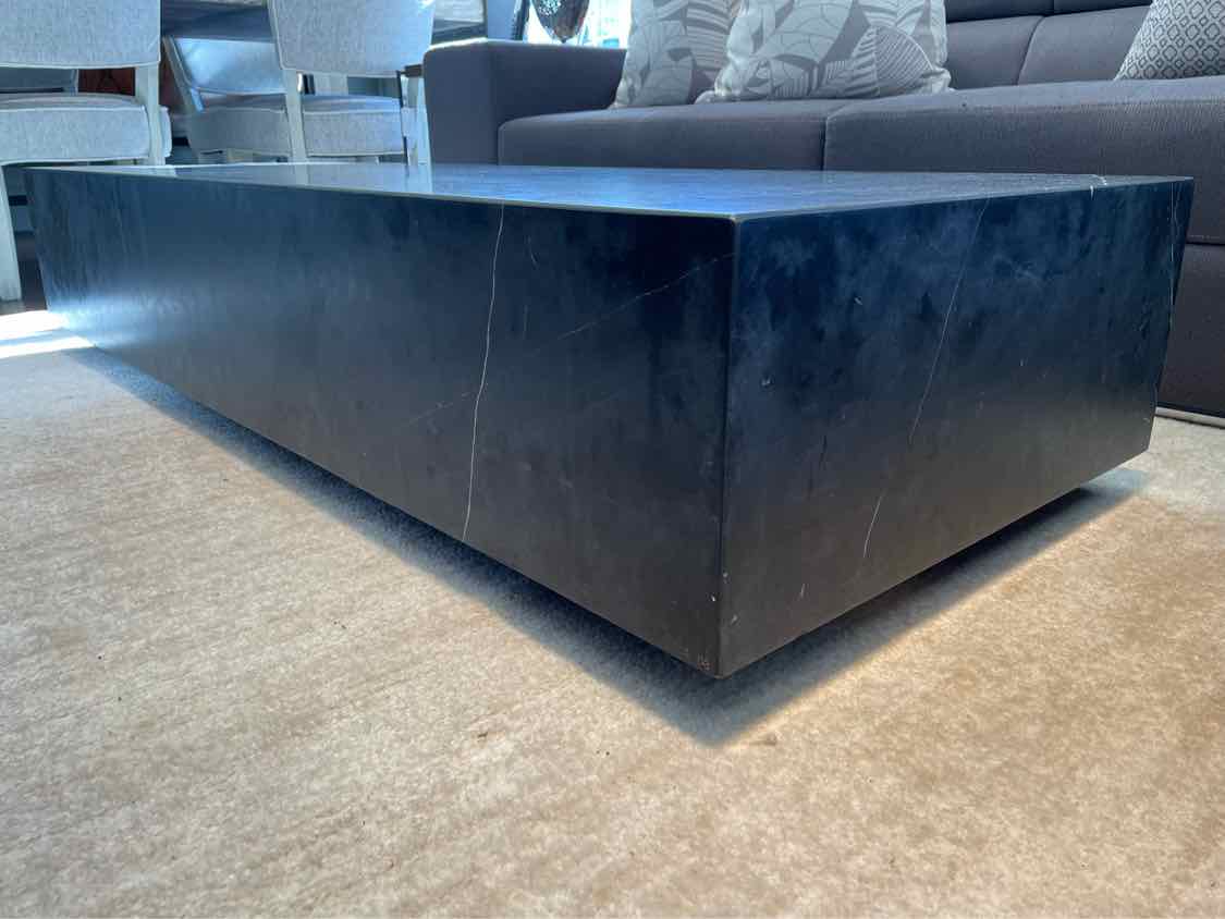5' Rectangular Black Marquina Marble Plinth Coffee Table by RH