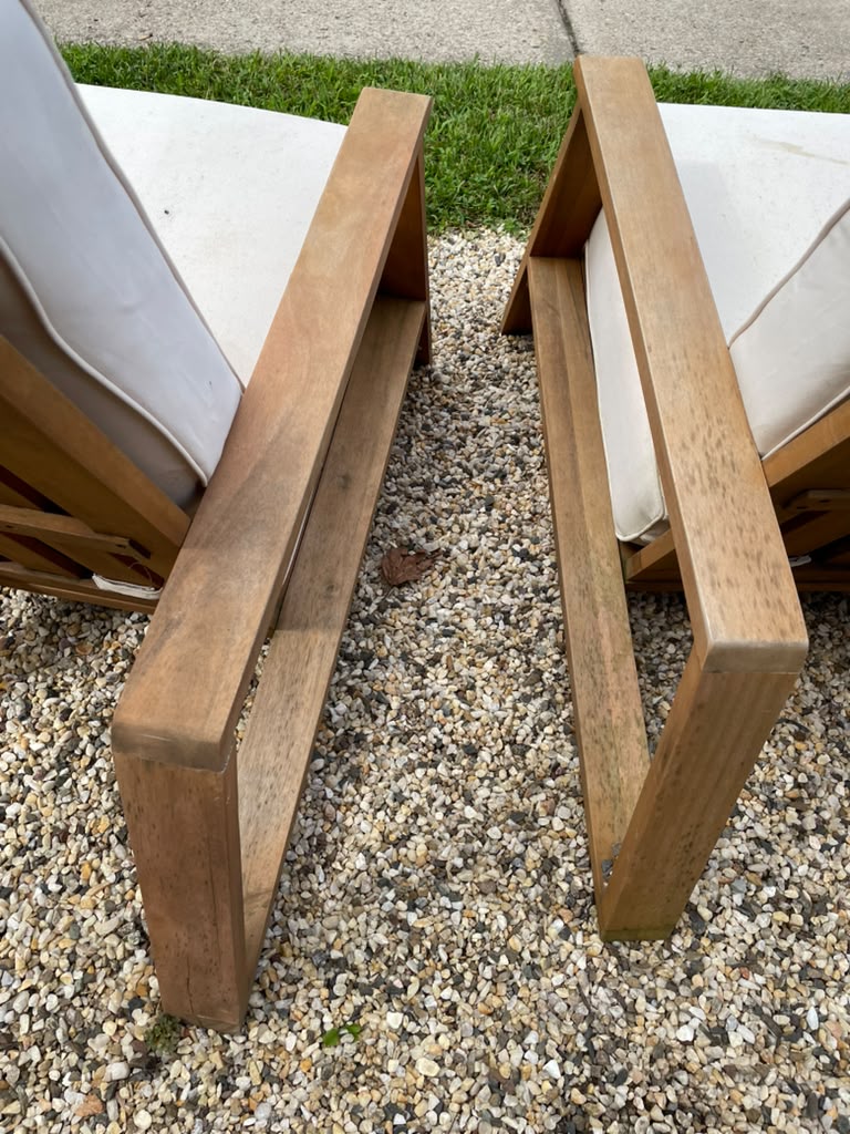 Pair of Outdoor Teak Lounge Chairs