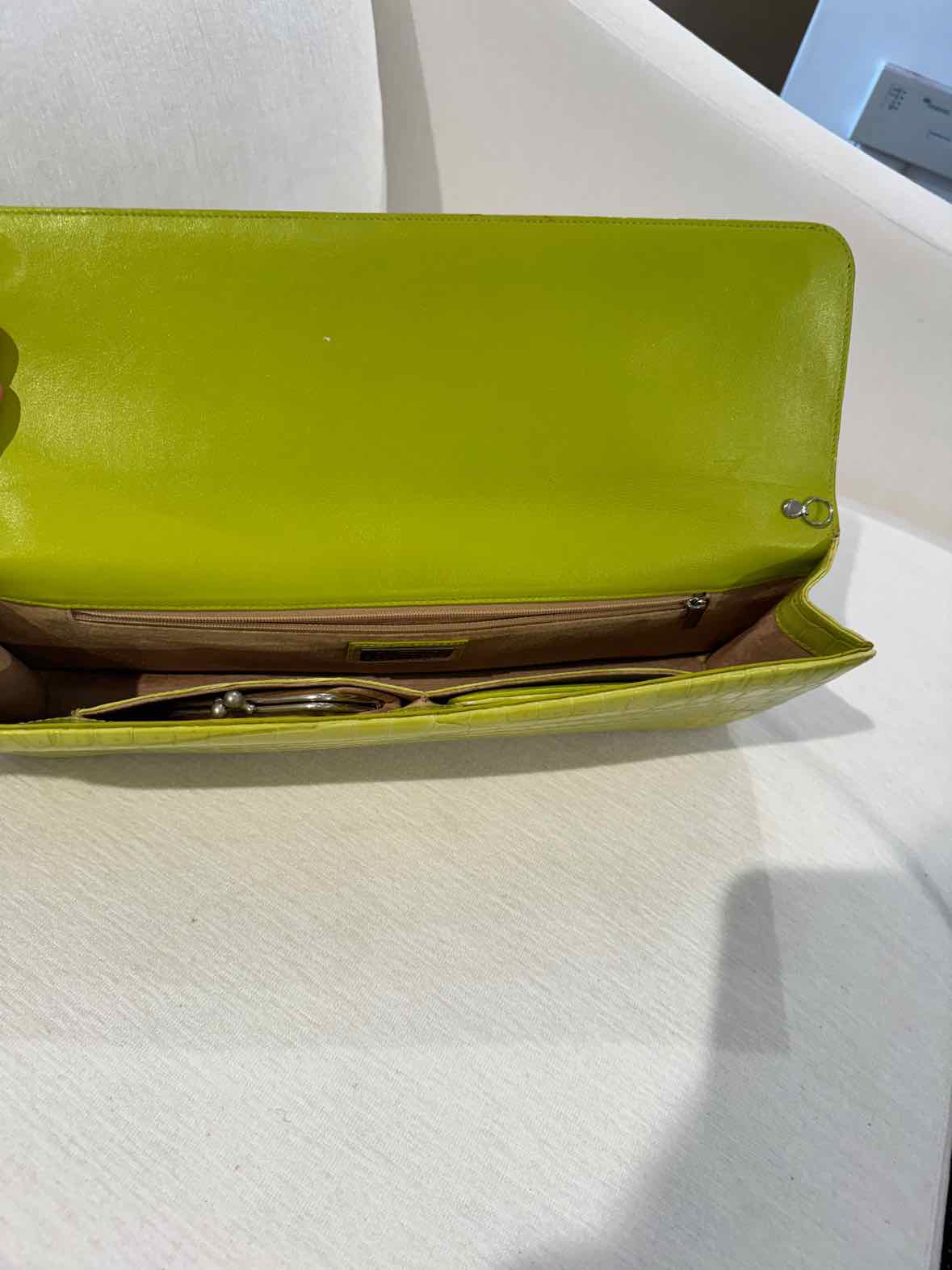 Cape Cobra Lime Green Genuine Crocodile Leather Clutch