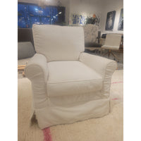 White Slipcover Roll Arm Chair (AS IS)
