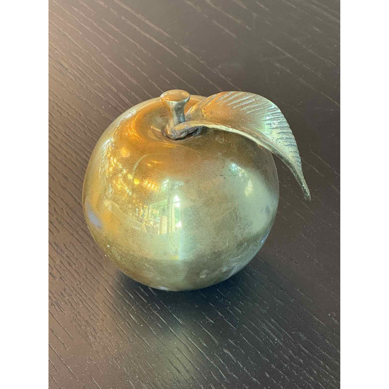 Mid-Century Brass Apple Paperweight 4"Diam