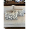 Pair of Natural Linen Lumbar Pillows w/ Black Rectangular Ethnic Print