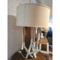 White Painted Driftwood Table Lamp w/ Shade (AS IS)