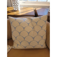 PAIR of Custom Off-White Seashells on Blue Square Pillows