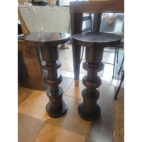 PAIR of 'Sasha' Black Marble Drink Tables by Currey & Co.