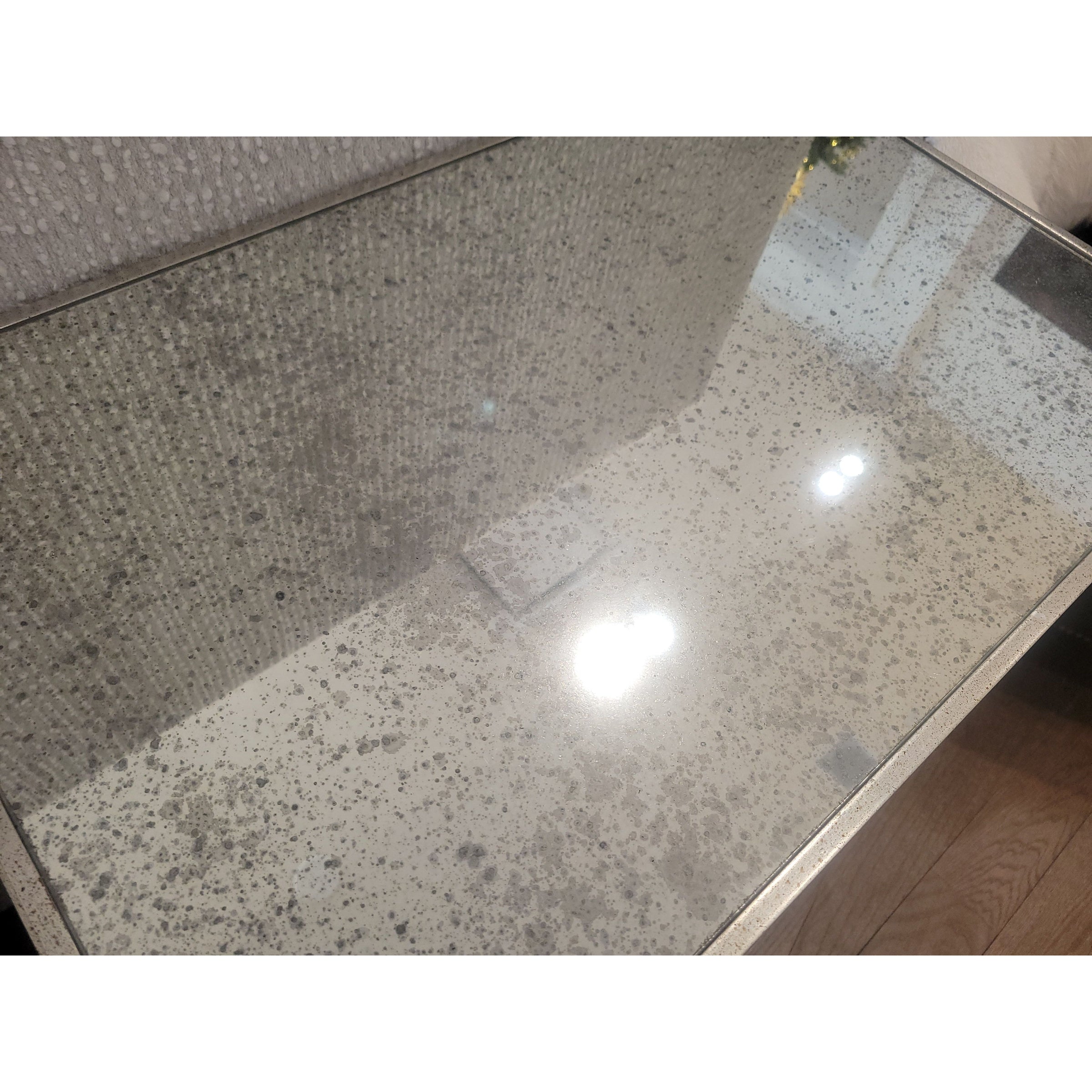 PAIR of Antiqued Mirror Glass Nightstands