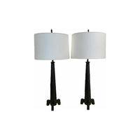 Pair of Tall Bronze Table Lamps 18"Diam X 41"H