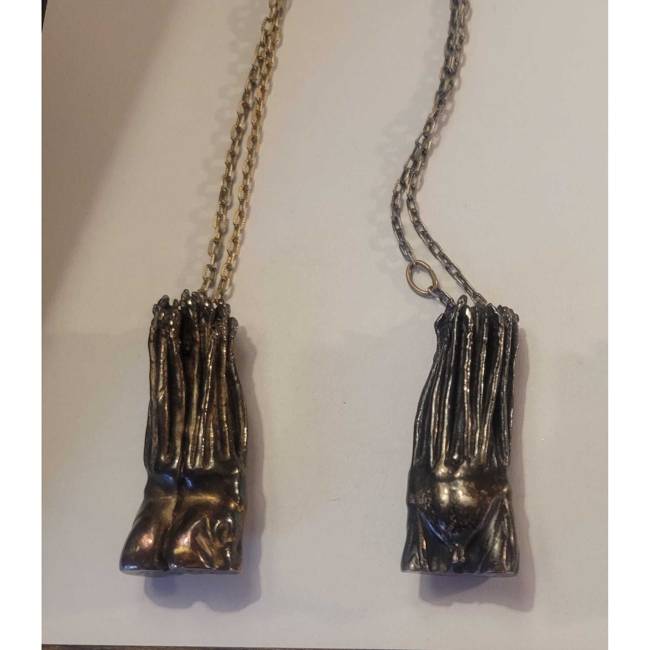 Novello Finotti's 'Anatomia Vegetale' 1970s Bronze Pendant on Chain - colletteconsignment.com