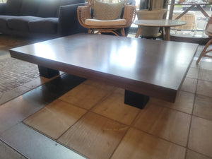 Wood Coffee Table w/ Black Wash Legs (AS IS)