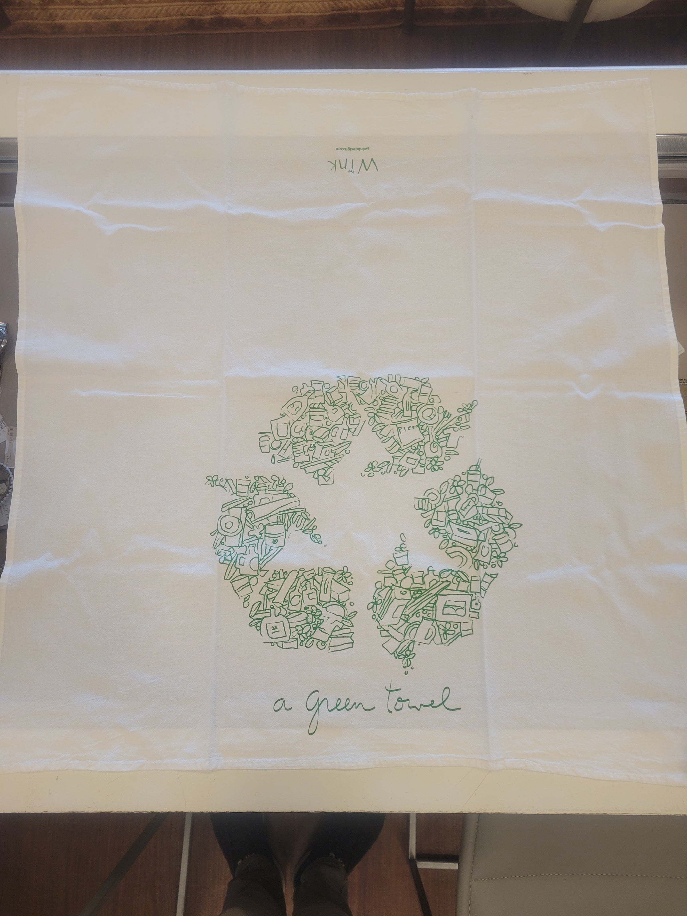 Green Recycle Symbol Tea Towel