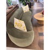 9-ft Curved Olive Velvet Sofa w/ Ash Base - AS IS
