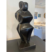 Black Marble Sculpture Two People - Circa 1960 Italy