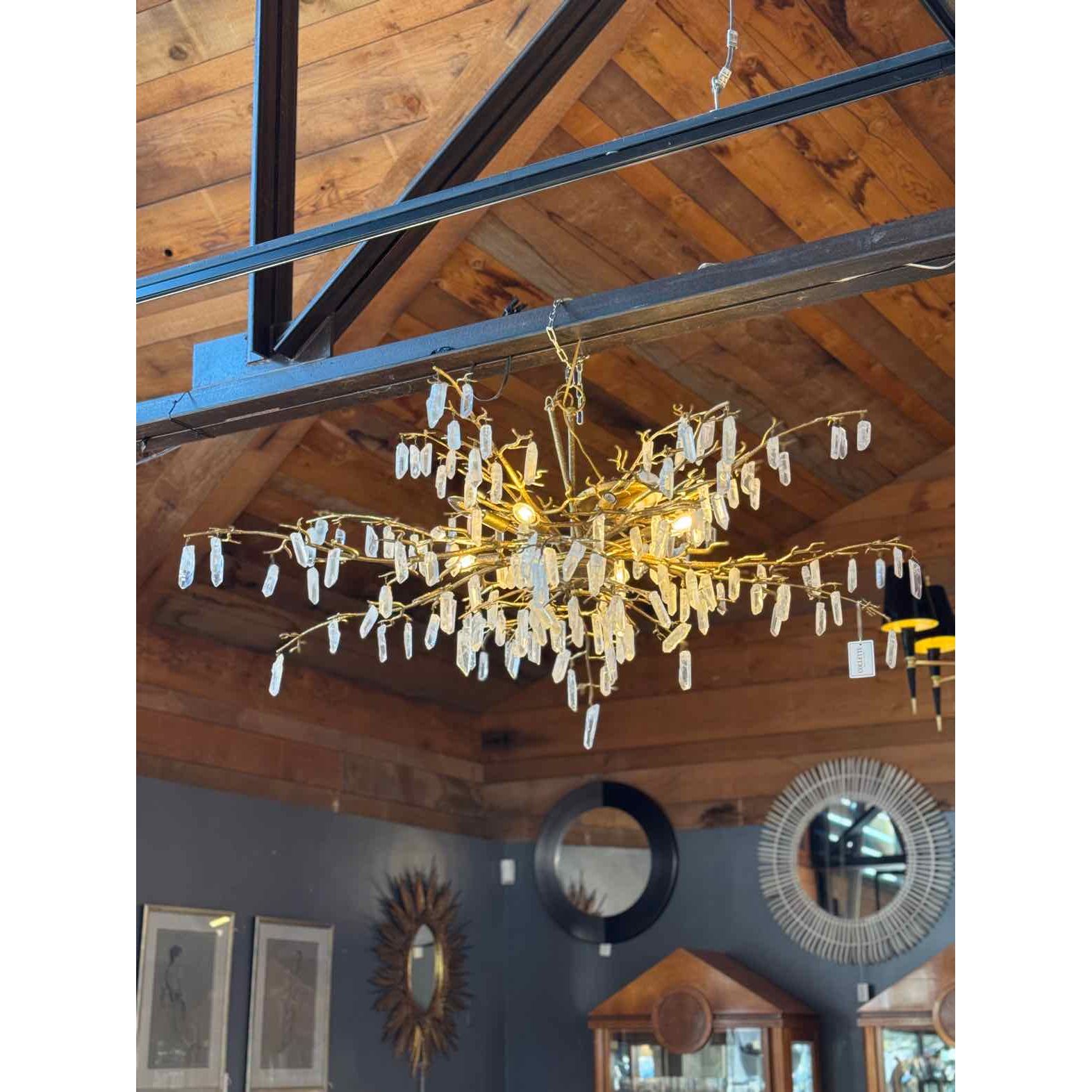 Currey & Company "Forest Dawn" Gold Chandelier - colletteconsignment.com