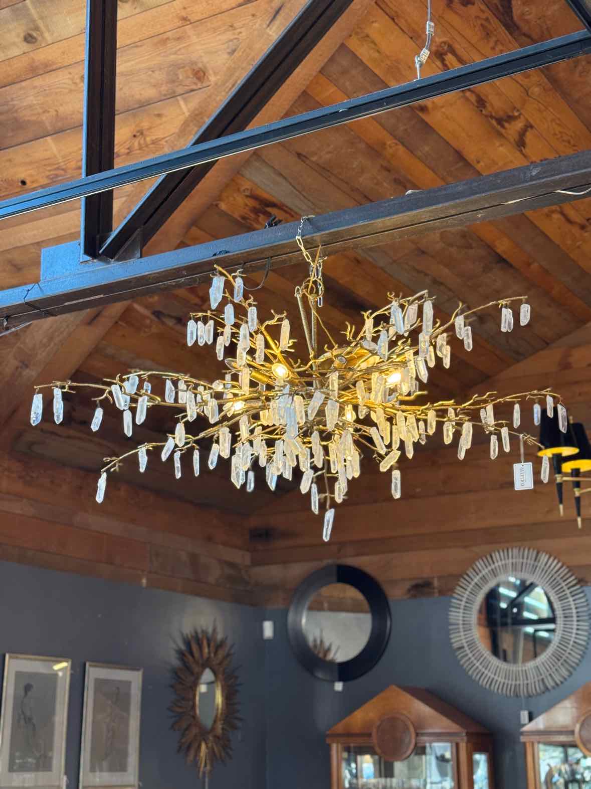 Currey & Company "Forest Dawn" Gold Chandelier