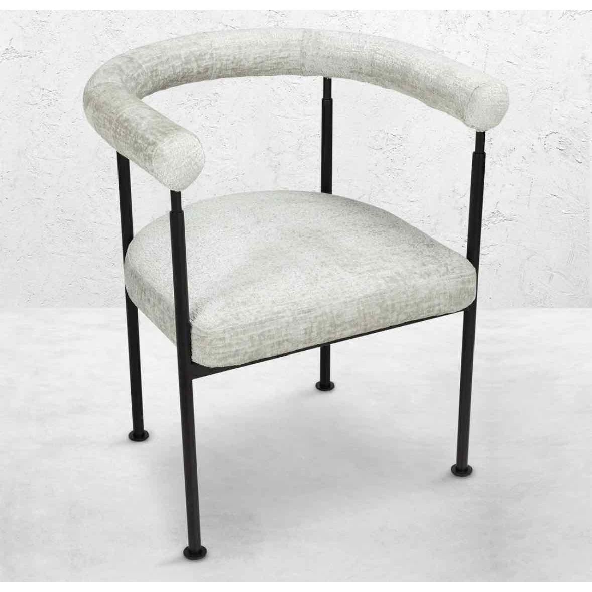 PAIR of Marbella Chairs in Hammered Chenille w/ Black Metal Legs