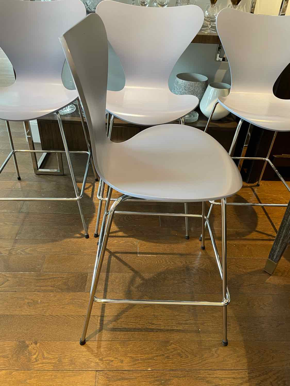 PAIR of Lavender Counter Stools by Fritz Hansen